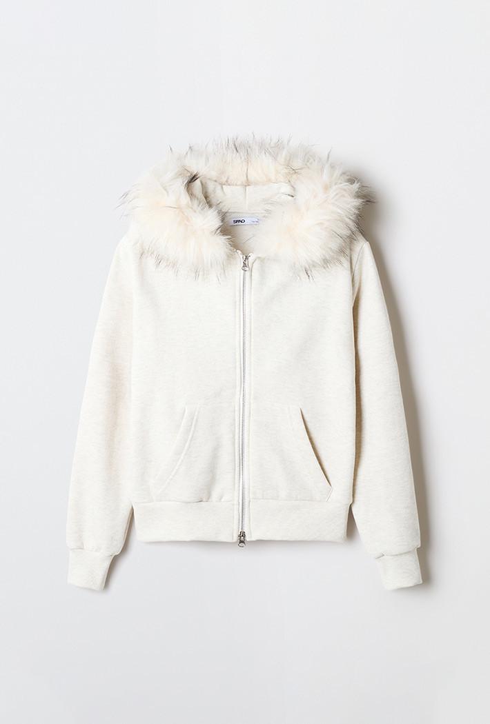 (QR) 퍼 트리밍 양기모 후드 집업_SPMZG23G91