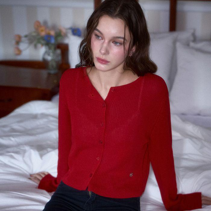 Linen Knit Cardigan [Red]