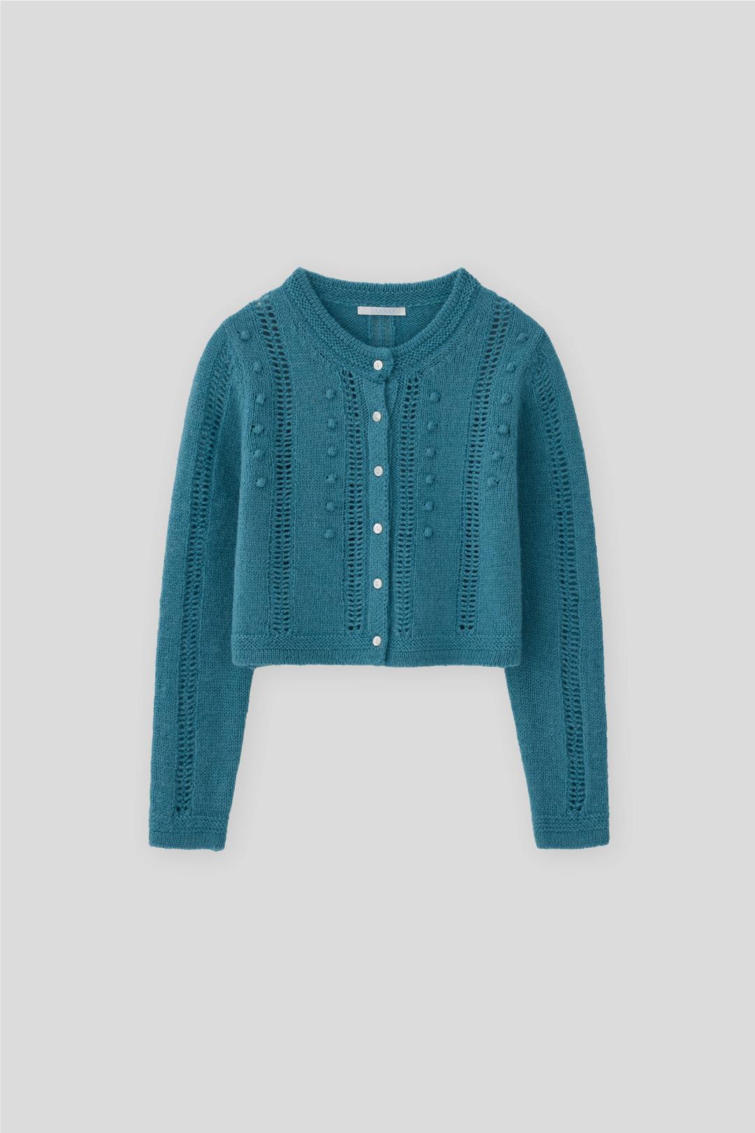 T/T Bubble stitch knit cardigan (blue)