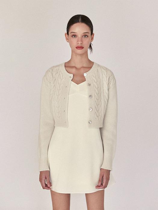 Ivory Avignon Cropped Cable Cardigans