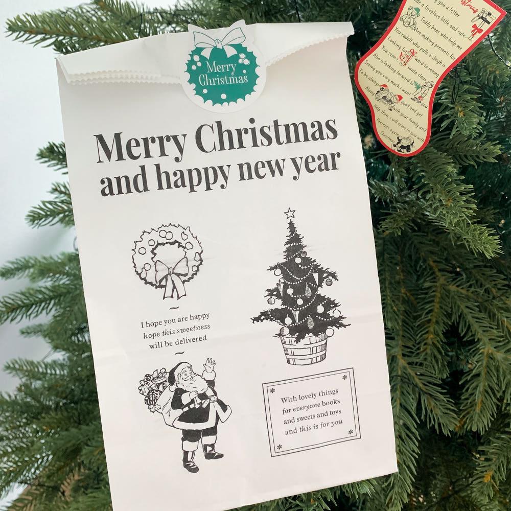 (10매) 크리스마스 선물봉투 종이봉투 각대봉투 페이퍼백 산타의 선물 일러스트