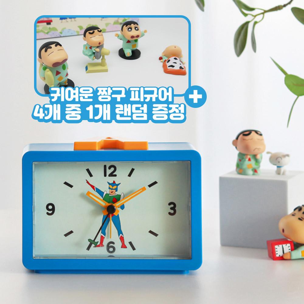 (짱구 피규어 제공) 짱구 탁상 알람 시계 책상 무소음 아날로그 시계 캐릭터 액션가면