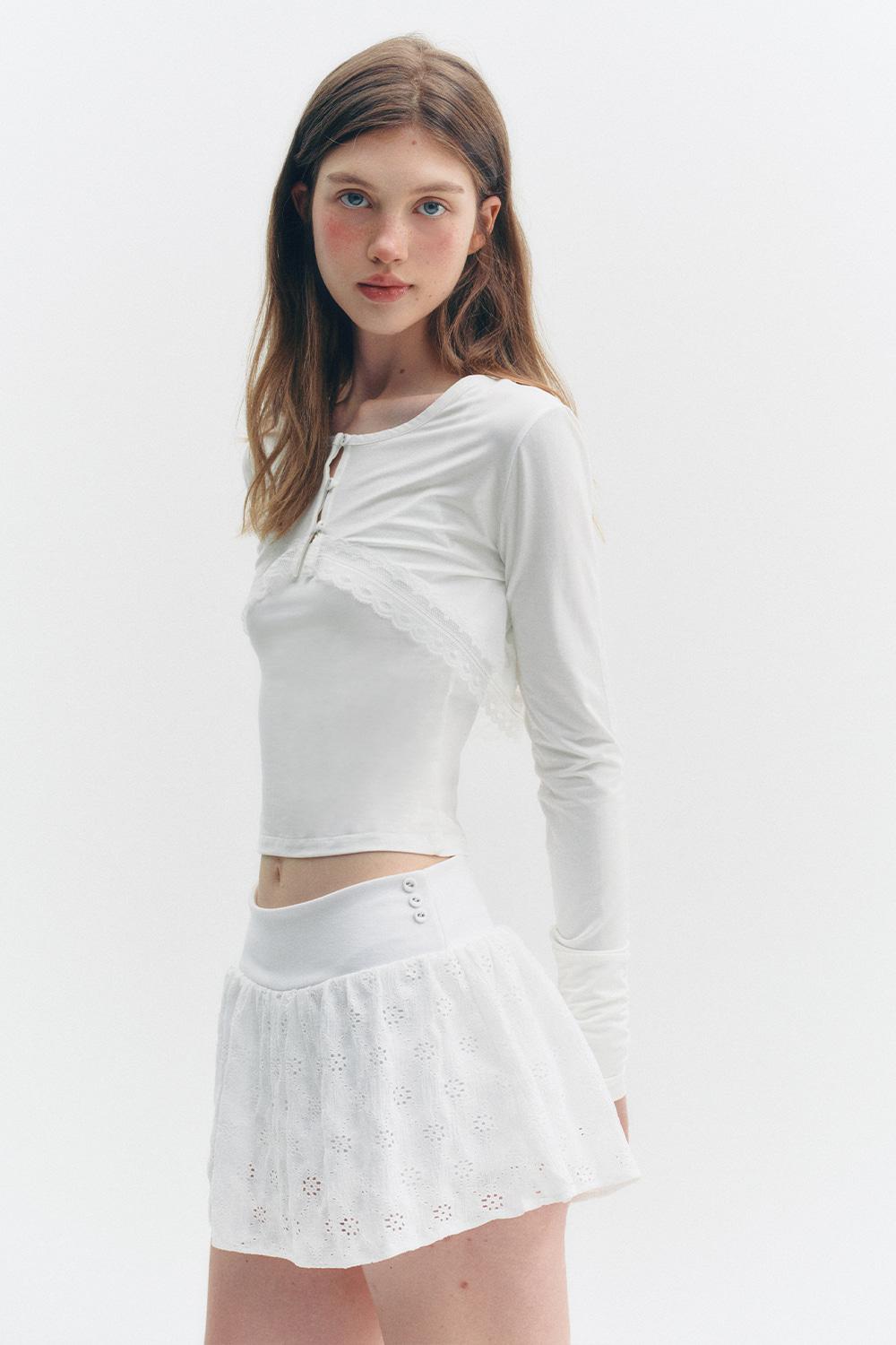 [7월 29일 예약배송] MINI LACE BUTTON SKIRT PANTS_TT5S507IV