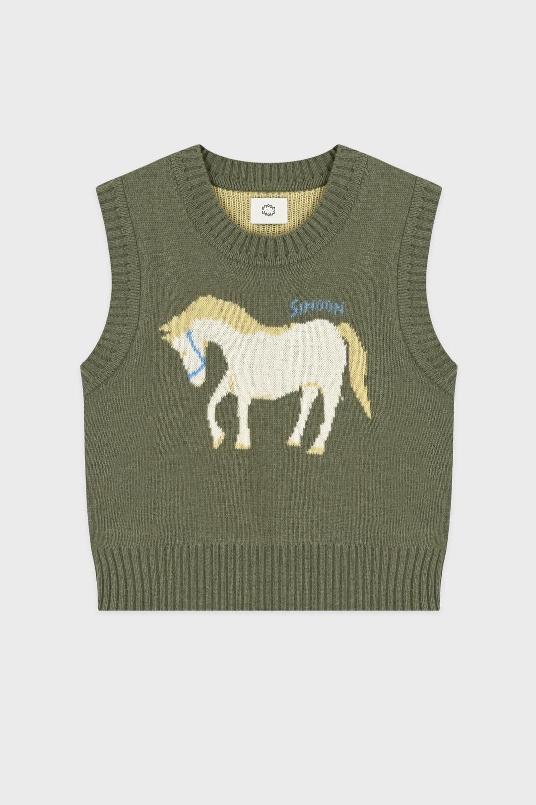Horse Knit Vest (Khaki)