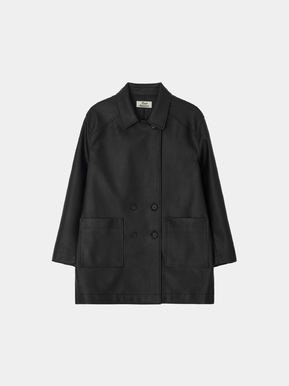 vintage double Leather Jk (black)