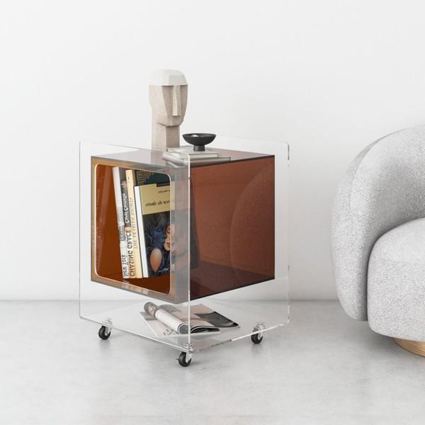 바이소 Byso 마르살라 투명 아크릴 사이드 테이블 트롤리