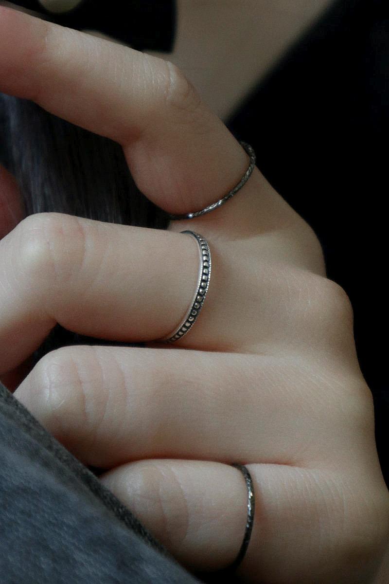 925silver 유화 밀그레인 실반지