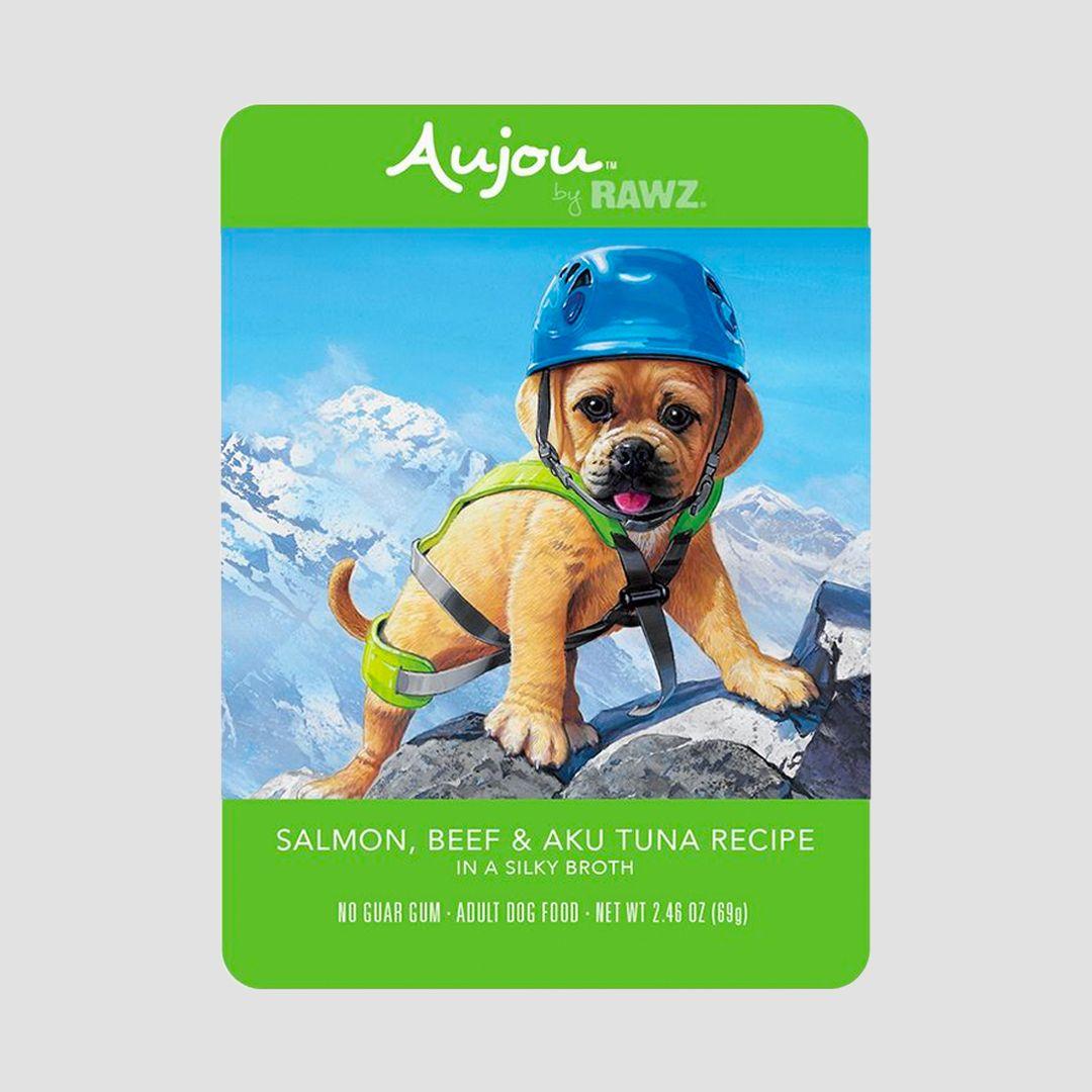 오쥬 바이 로우즈 독 연어,소고기&참치 파우치 69g