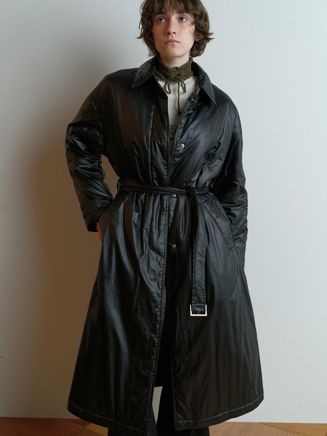 Padded Balmacaan Coat in Black VP5WM441-10