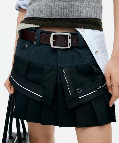 INSIDE OUT PLEATS SKIRT apa844w(BLACK)