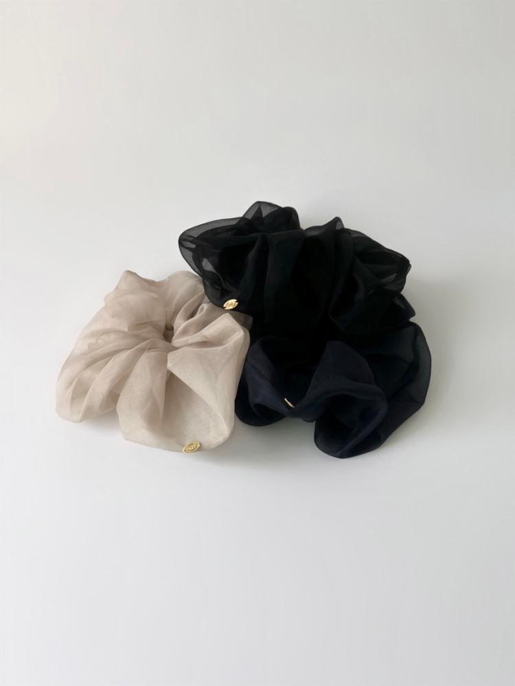 helvetica 헬베티카 뉴 실크 오간자 스크런치 봄 여름 곱창 머리끈