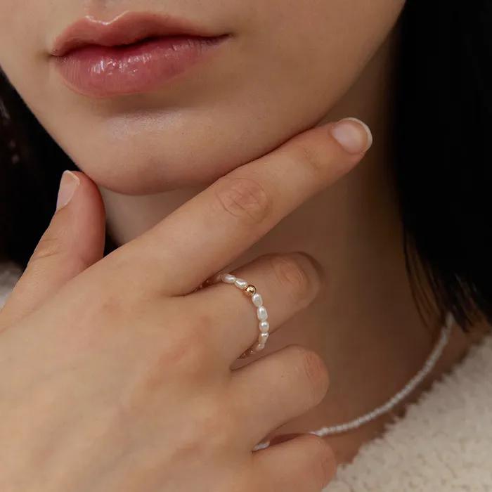 [14K]PEARL BEAD RING A