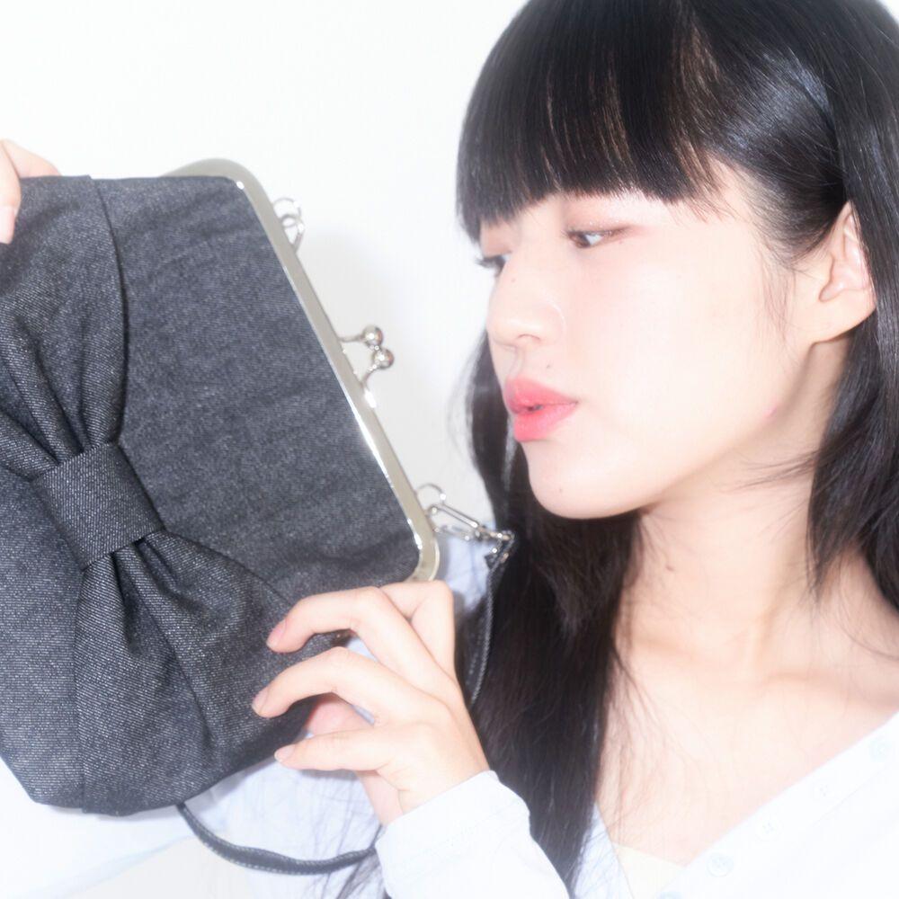 DENIM RIBBON TOAST BAG (black)