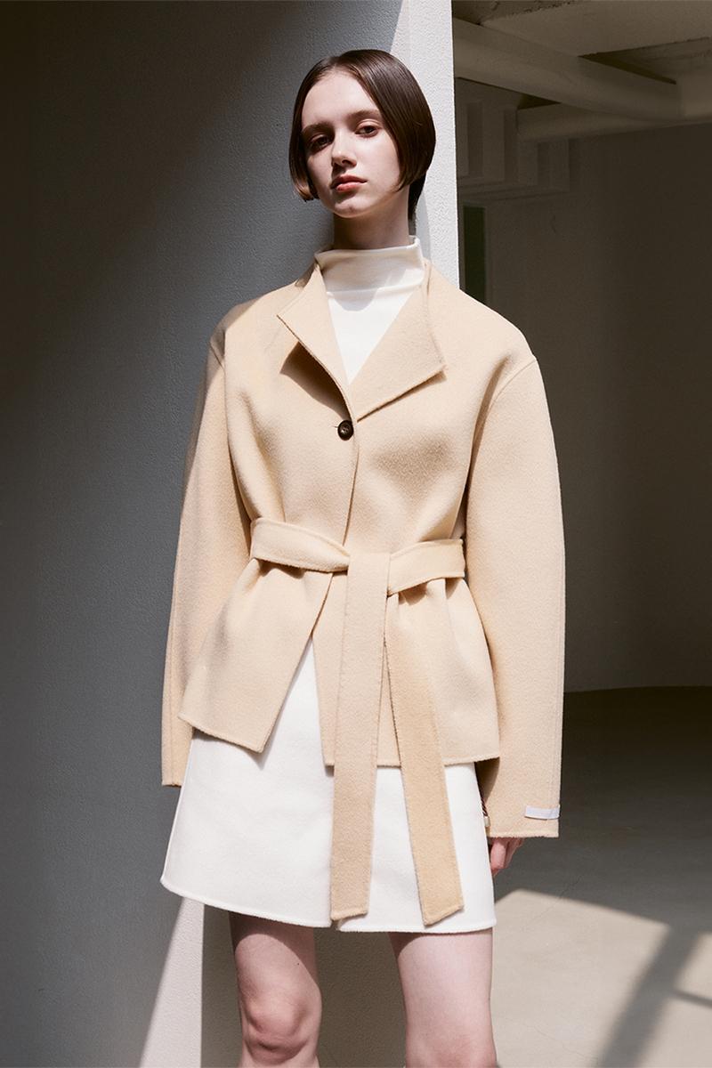 CASHEMERE WOOL BLEND BELTED JACKET BUTTER BEIGE
