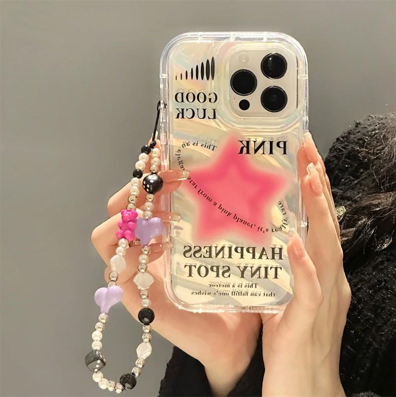 15입고🔴오늘출발 아이폰케이스 비즈 스트랩 줄 키치 홀로그램 핸드폰케이스 아이폰 7 8 SE2 SE3 XS XR 11 12 13 14 15 프로 맥스 케이스