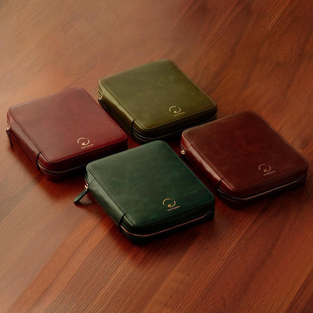 펜트하우스 12구 L (구형) 슈페리어 만년필 지퍼 파우치 케이스 양면 수납 고급 천연 가죽