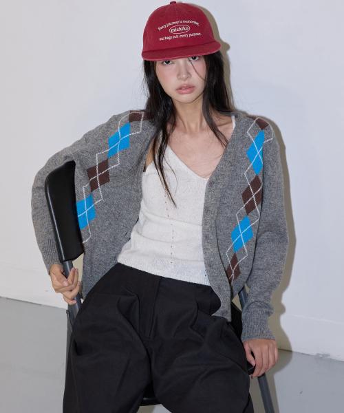 아가일 메리노 울 가디건 멜란지 그레이