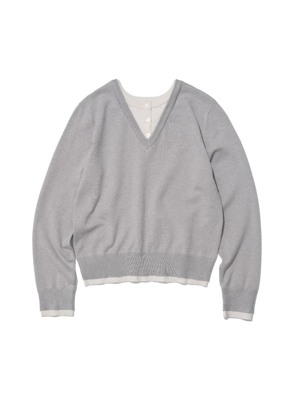 [WOMEN] COLORBLOCK DOUBLE LAYERED KNIT SWEATER_LIGHT GREY