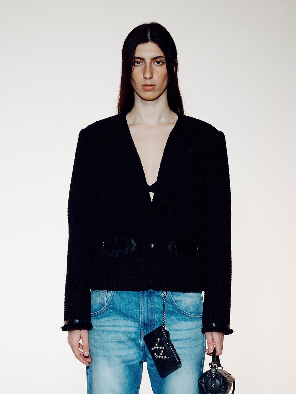 TWEED WESTERN JACKET, BLACK