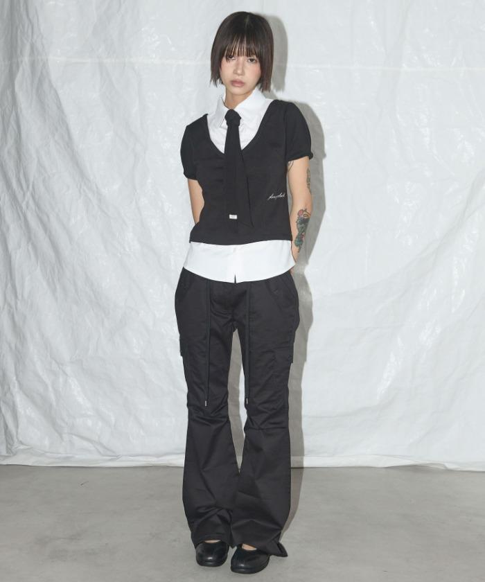 [2/28 예약배송] CARGO PINTUCK BOOTCUT PANTS (BLACK) F25QD887