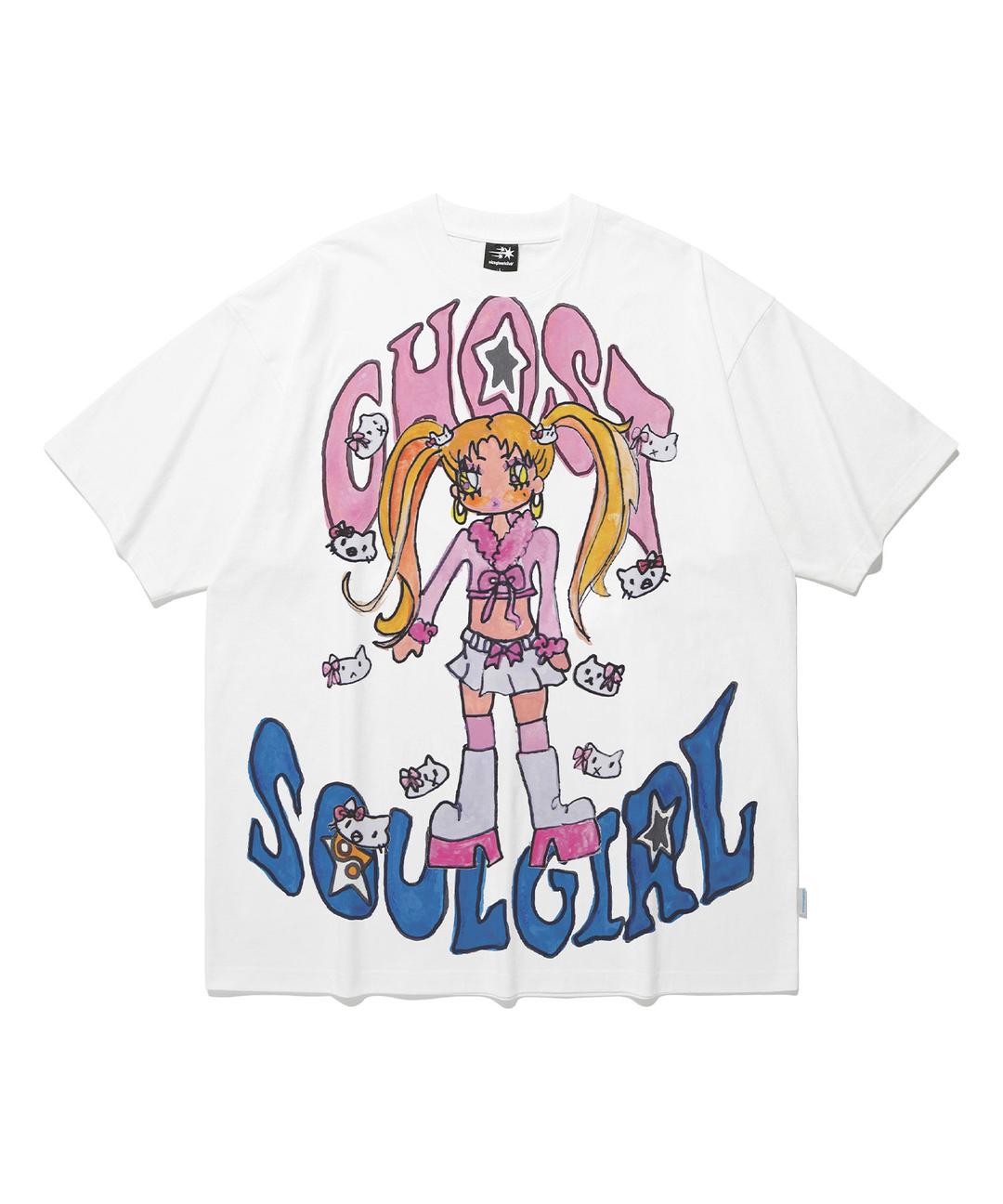 [6/26 PRE- ORDER] [X SOULPUSSSYCAT]GHOSTSOULGIRL GYARU BIG BIG TEE[WHITE]