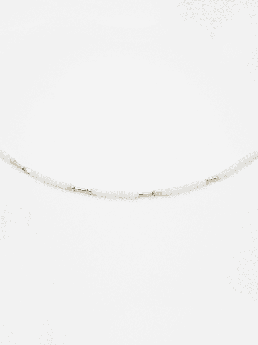 Morse Code Necklace (White-Silver)