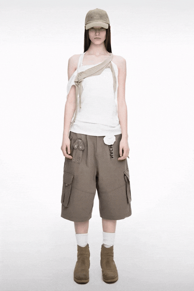 WIDE CARGO HALF PANTS (UNISEX) VINTAGE BEIGE