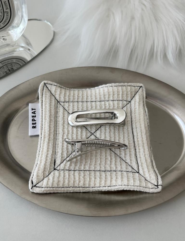 미니 실버 타원 집게핀 헤어핀 세트 머리핀 헤어악세사리 옆머리핀