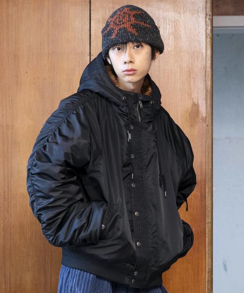 GJ107 리워크 N2B 나일론 숏 파카 (BLACK)