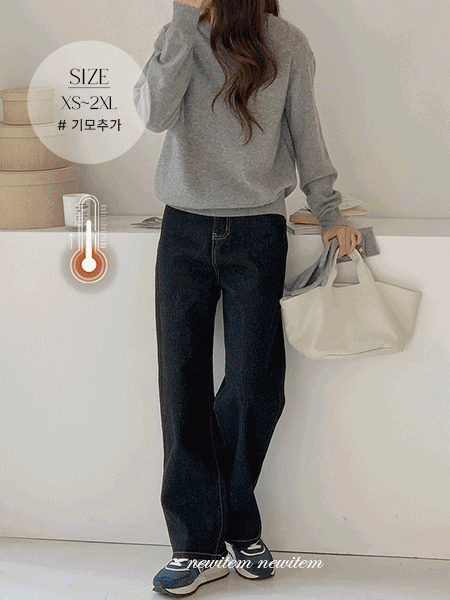 [#20만장완판#기모추가]모니카 하이웨스트 롱 데님팬츠