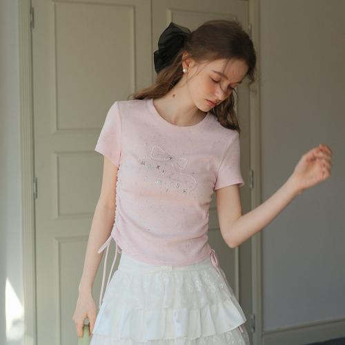 Cest_Side shirring cropped top