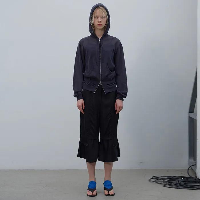 [5/8 예약배송] SHEER KNIT HOODED CARDIGAN (DARK GREY)