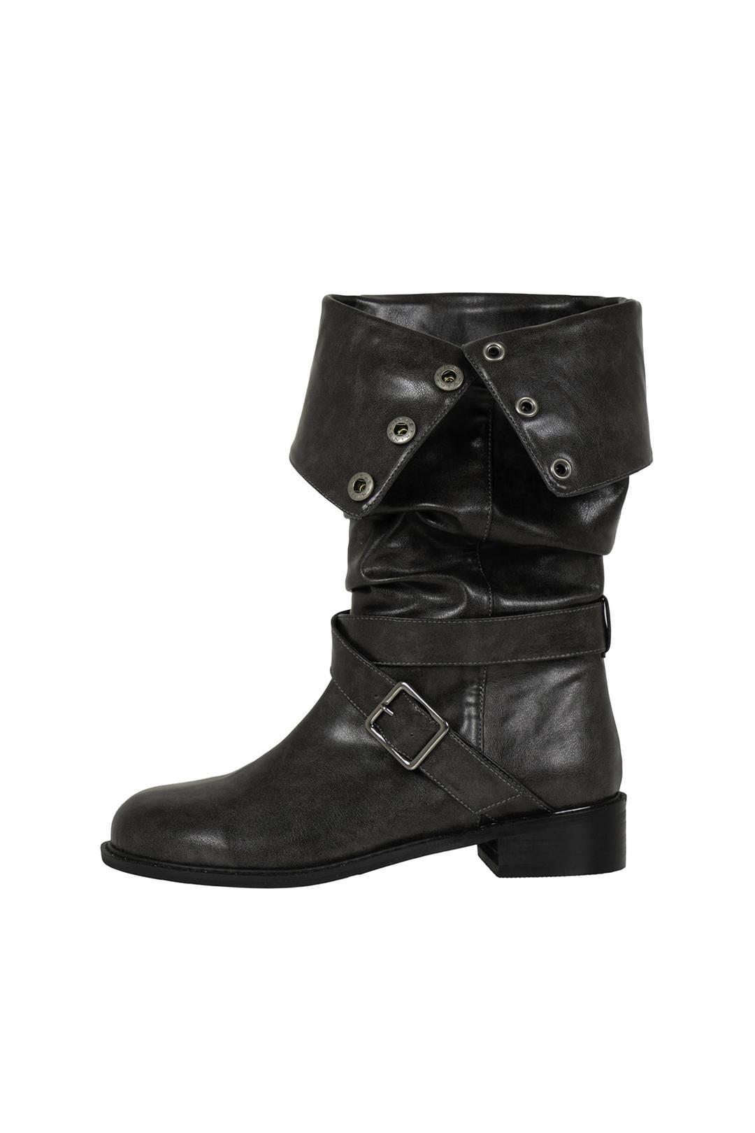 FOLDED BUCKLE BOOTS CHARCOAL