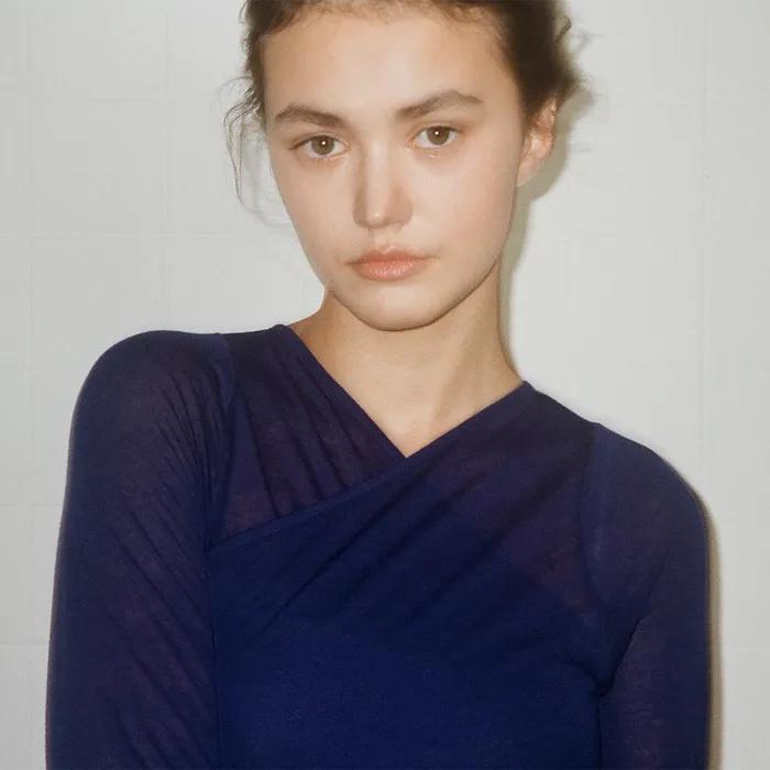 One Shoulder Layered Top Set - Blue