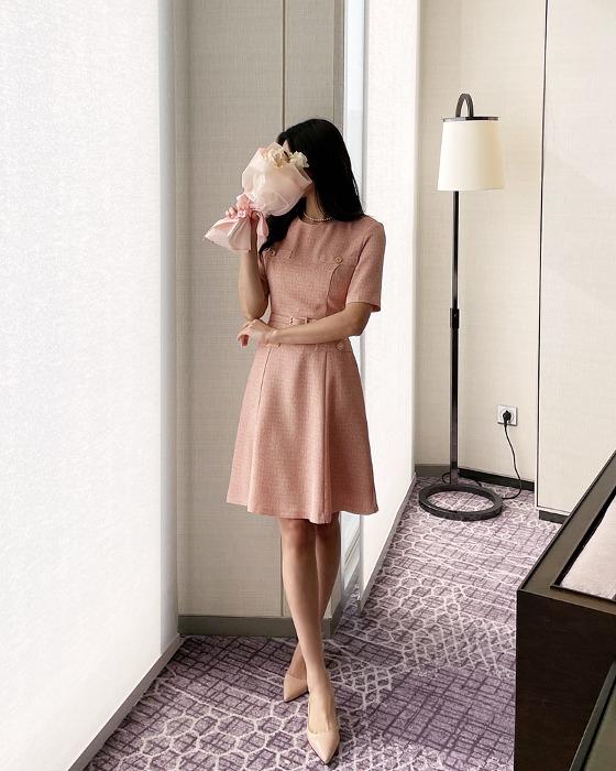 루인 트위드 벨트 원피스 (미니/롱)