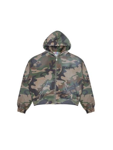 Camo Studded Zip Up