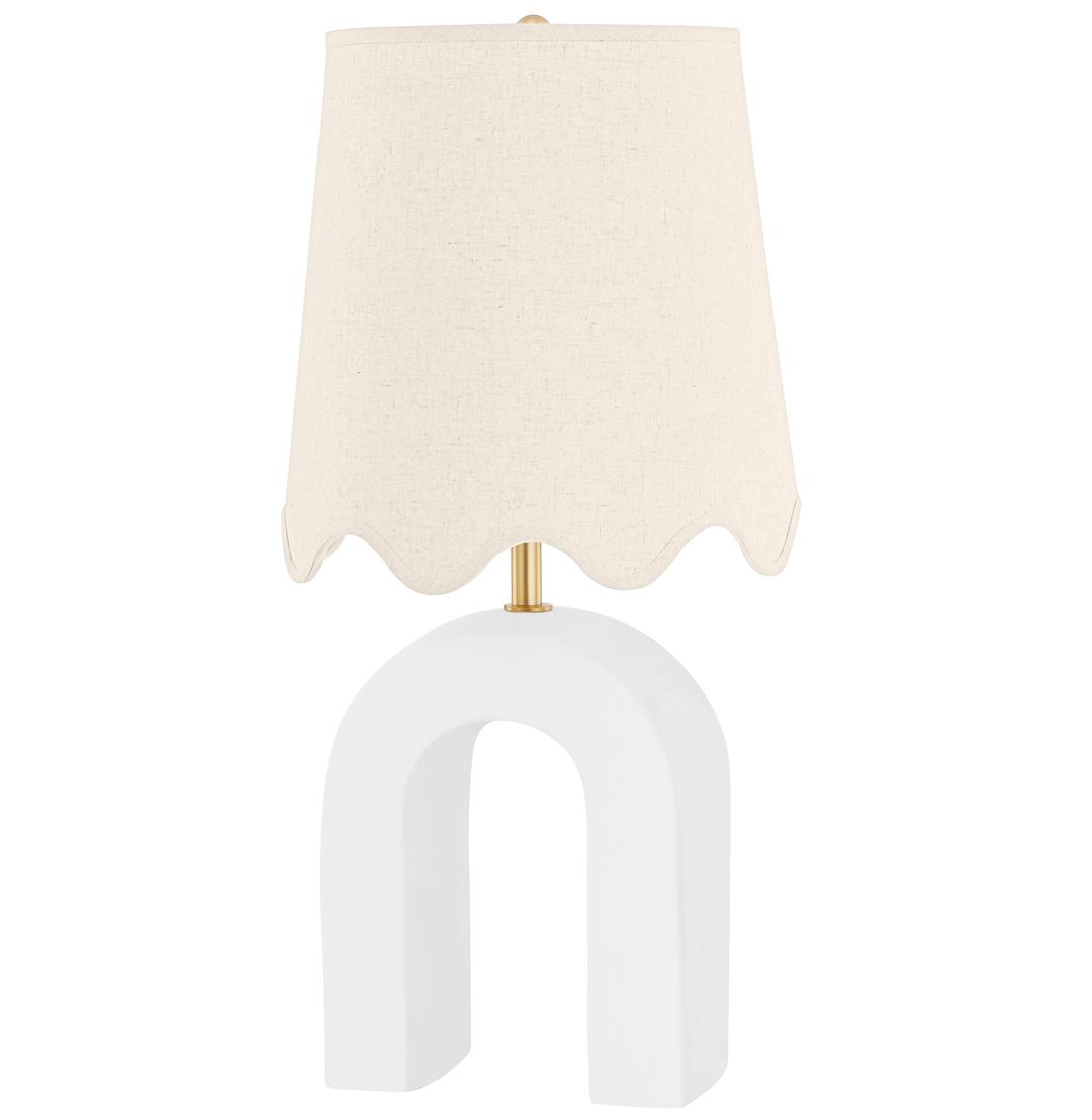 Roshani Table Lamp, Aged Brass/Matte White