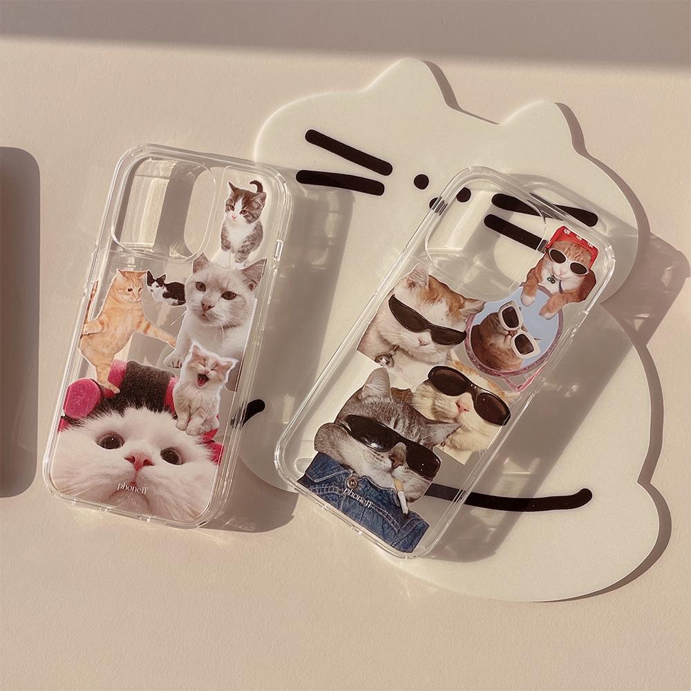 키치 캣 고양이 실사 스티커 아이폰 갤럭시 젤하드 케이스