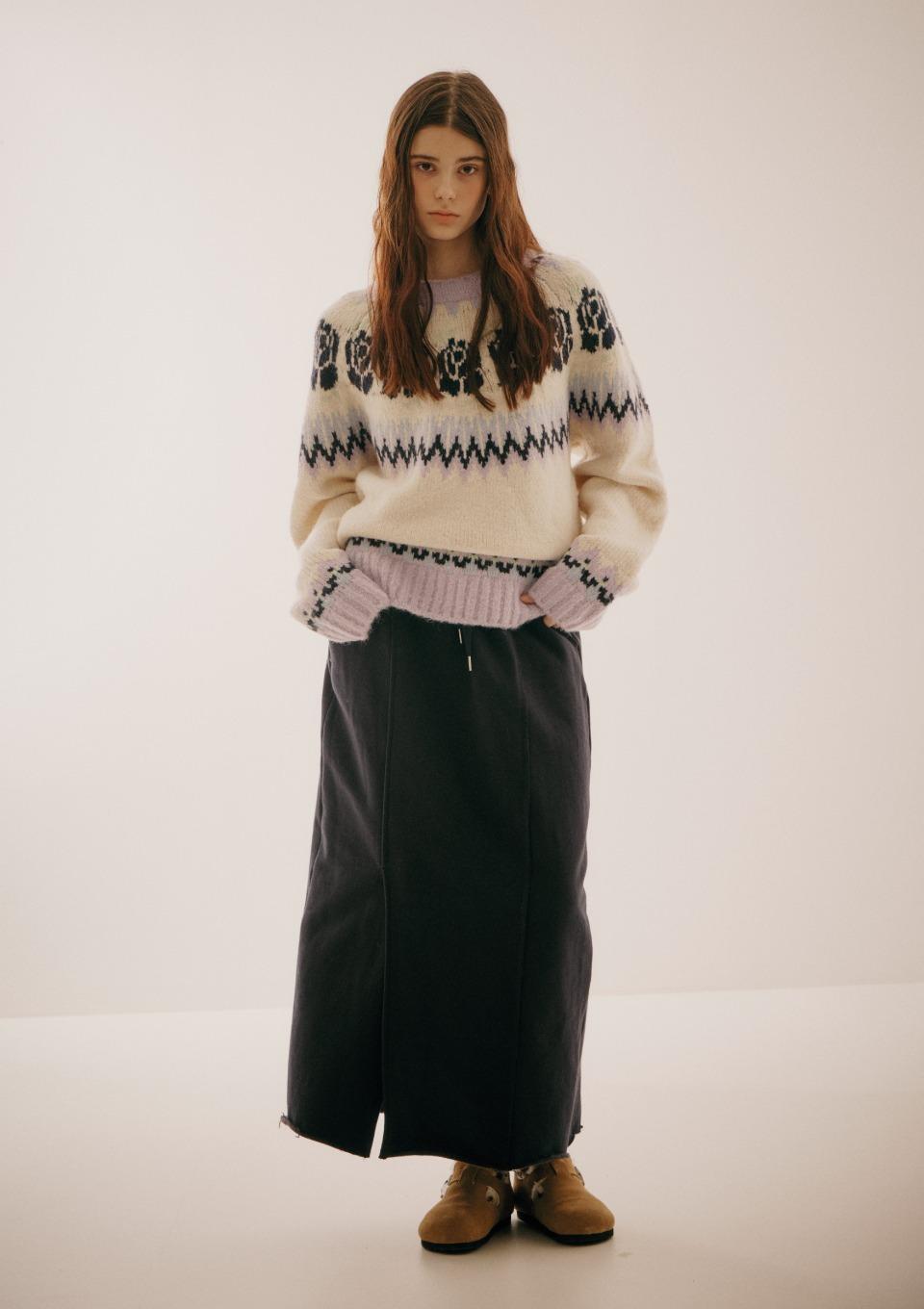 Vintage Rose Pattern Knit Ivory