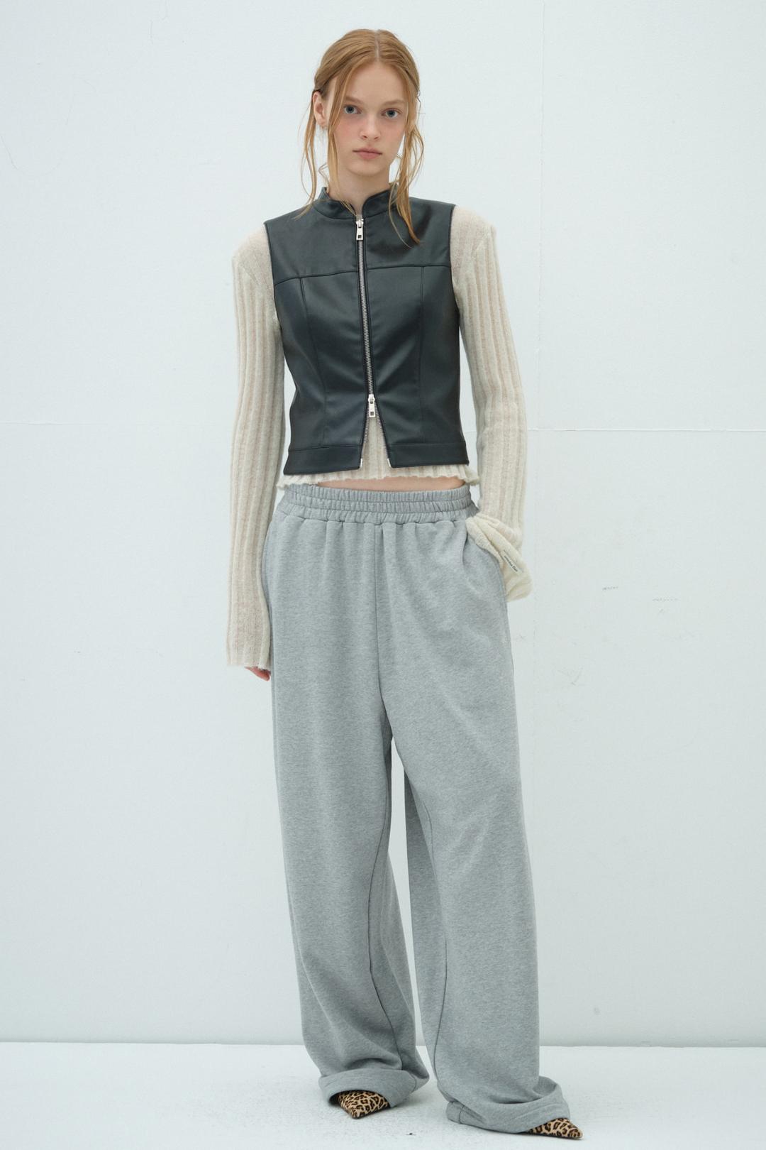 TWO-WAY WIDE SWEAT PANTS_MELANGE GREY