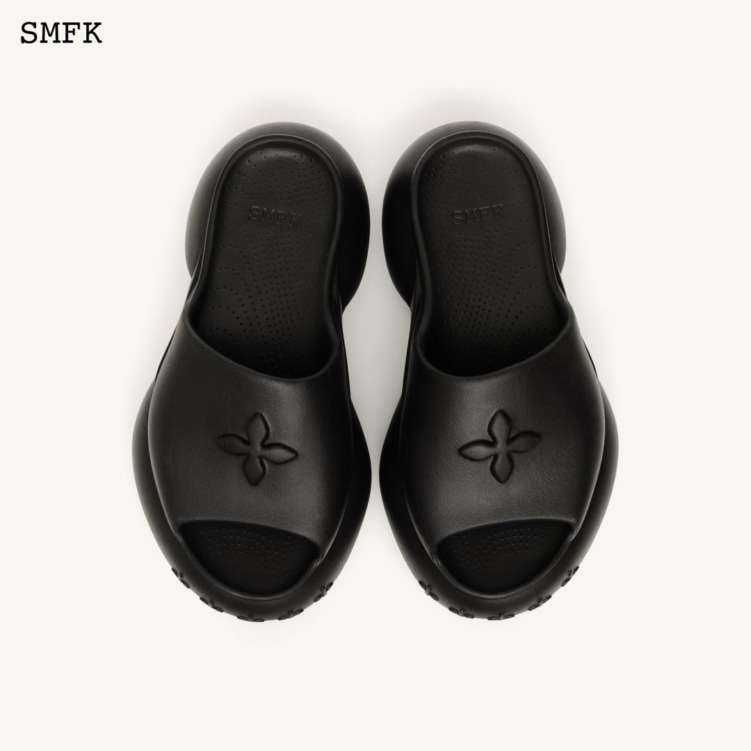 Compass Wave Platform Bumper Sandal In Black - 35