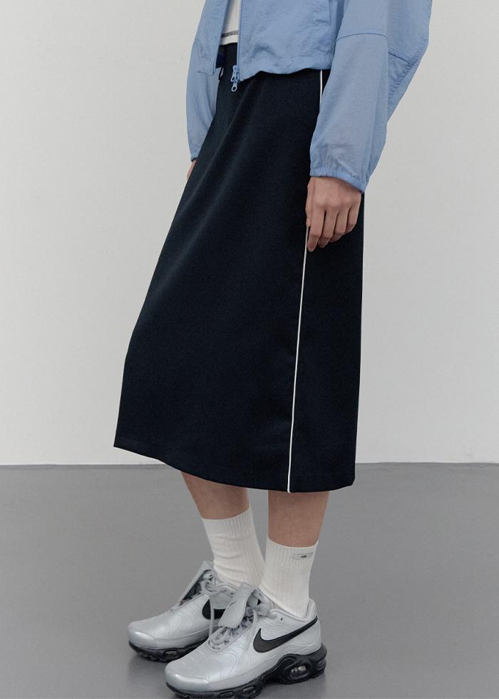 Piping Track Line Tailored Skirt_CTS612(Navy)