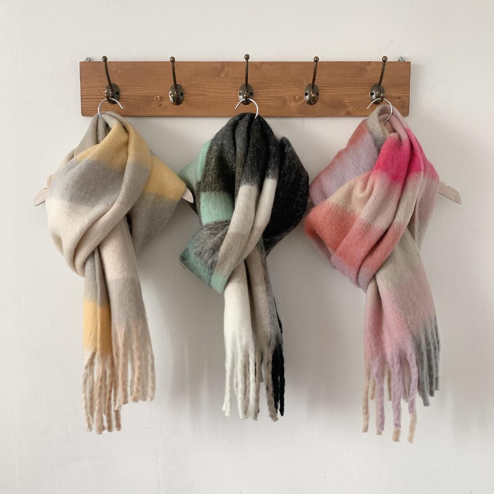 [무배] 파스텔 체크 부클 빅 머플러 목도리 6color