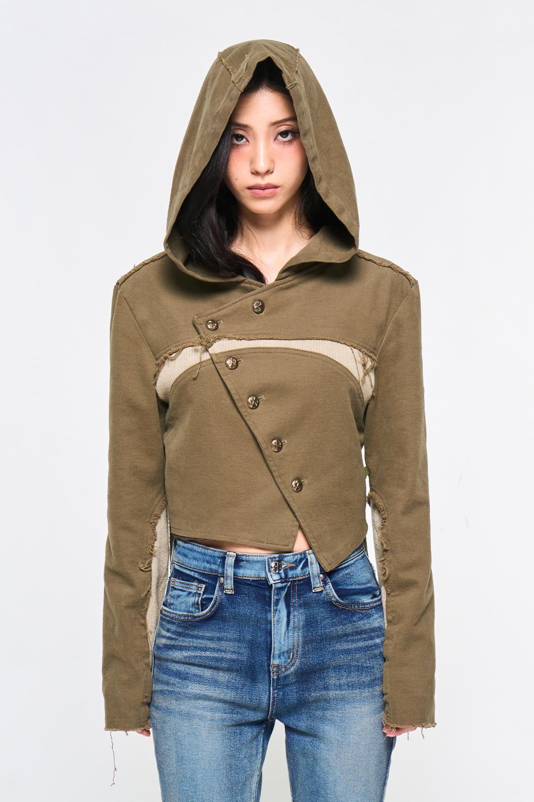 ASYMMETRY CHIC JACKET KHAKI
