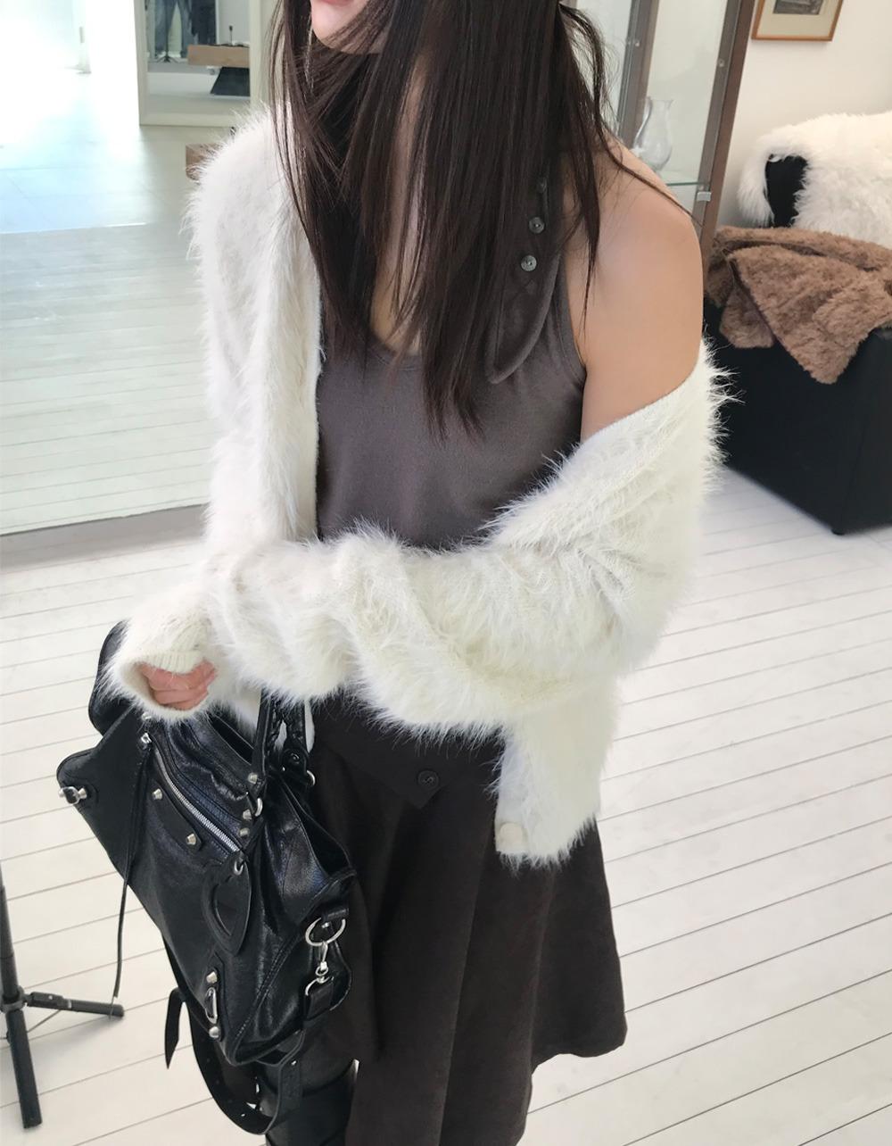 오브나인 러드 앙고라 퍼 CARDIGAN