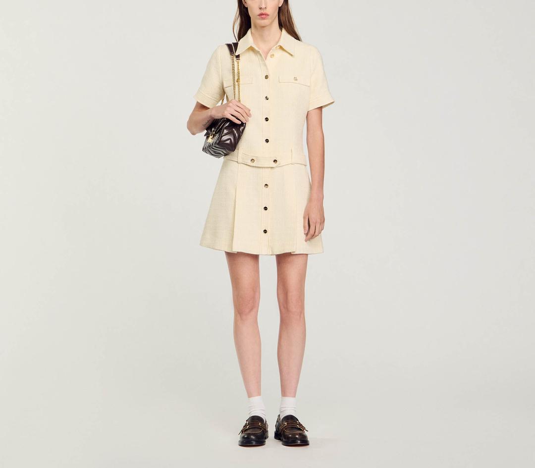 트위드 스트랩 셔츠 드레스