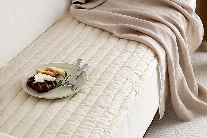 사계절 메리 베이지 광목 순면 누빔 소파패드 3size / 다용도 매트