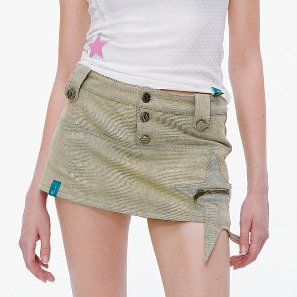 Star Patchwork Denim Skirt Pants