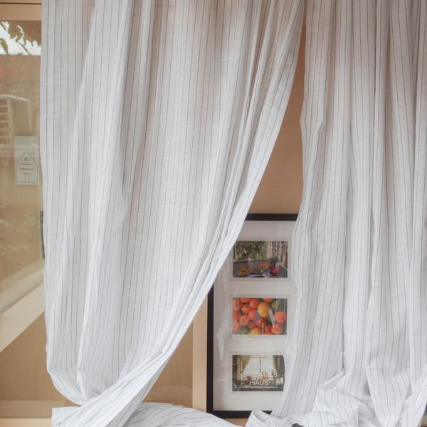 화이트 리스본 린넨 스트라이프 커튼 White Lisbon Linen Stripe Curtains