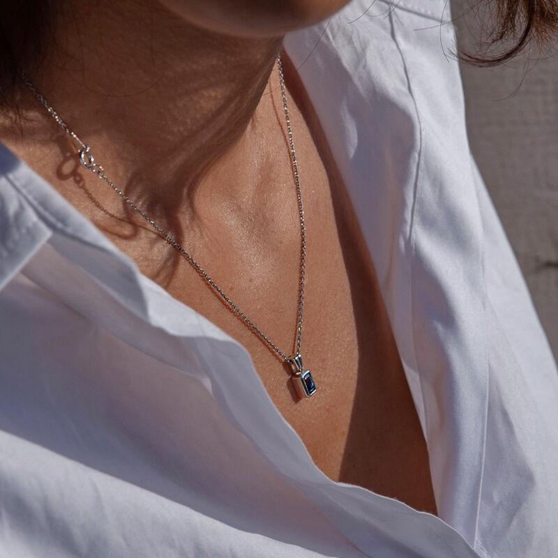 emerald cut blue kyanite pendant necklace